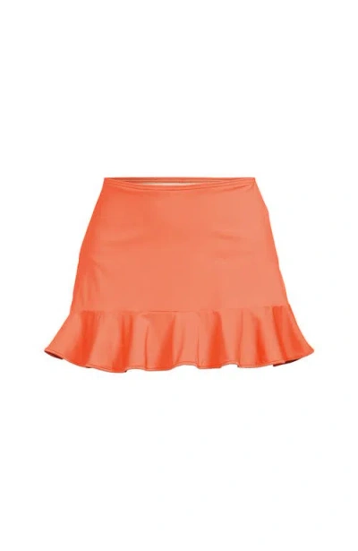 Lands' End Plus Size Ruffle Hem Mini Swim Skirt In Orange