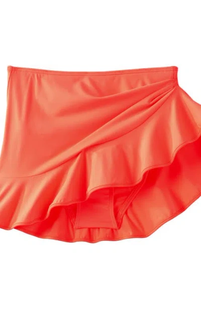 Lands' End Plus Size Ruffle Hem Mini Swim Skirt In Orange