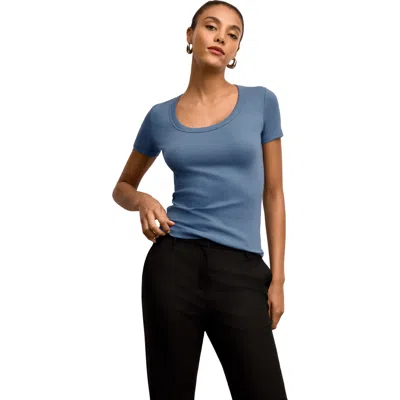 M.m.lafleur M. M.lafleur Avi Scoopneck Organic Ribbed Pima Cotton T-shirt In Blue