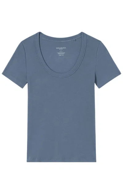 M.m.lafleur M. M.lafleur Avi Scoopneck Organic Ribbed Pima Cotton T-shirt In Blue