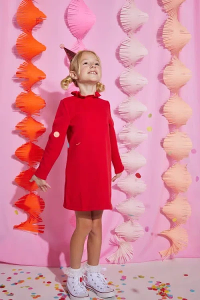 Bisby Kids' Ruffle Neck Tory Dress In Red