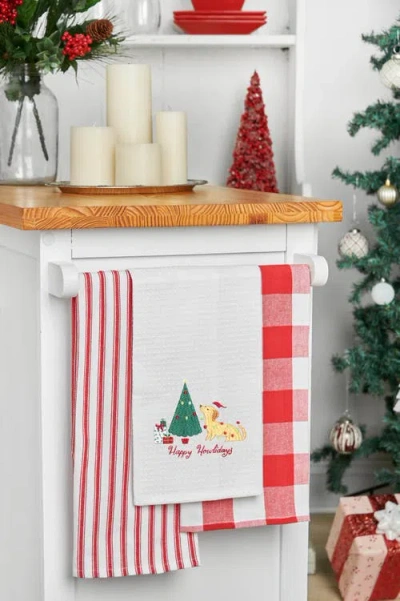 C & F Home C&f Home "happy Howlidays" Embroidered Waffle Weave Kitchen Towel In White
