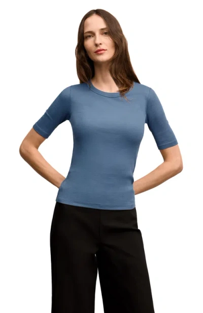 M.m.lafleur M. M.lafleur Chana Fitted Organic Ribbed Pima Cotton T-shirt In Blue