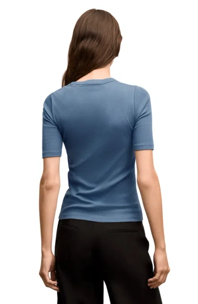 M.m.lafleur M. M.lafleur Chana Fitted Organic Ribbed Pima Cotton T-shirt In Blue