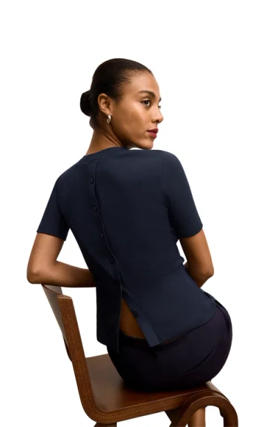 M.m.lafleur Blanche Button-back Top In Blue