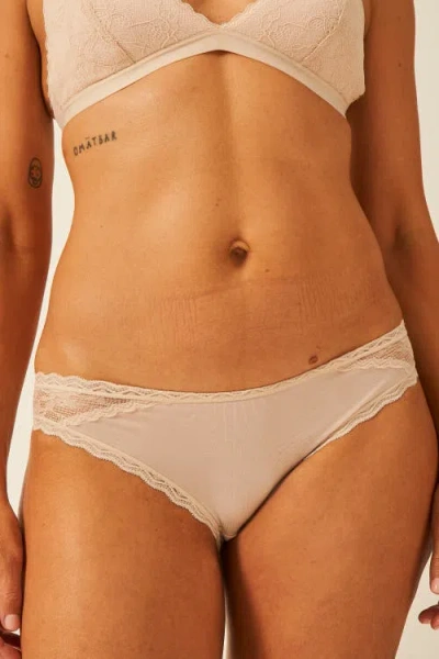 Stripe & Stare Eco Lace Padded Triangle Bra & Original Knicker Set In Neutral