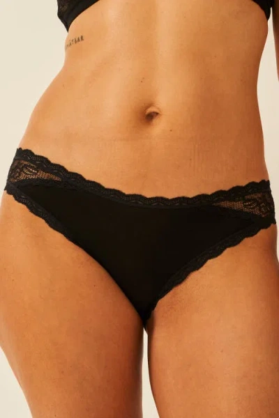 Stripe & Stare Eco Lace Padded Triangle Bra & Original Knicker Set In Black