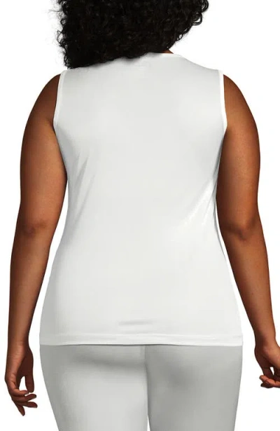 Lands' End Petite Silk Interlock Thermal Long Underwear Base Layer Tank Top In White