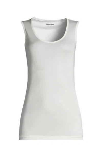 Lands' End Petite Silk Interlock Thermal Long Underwear Base Layer Tank Top In White