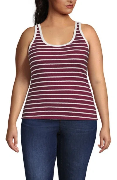 Lands' End Plus Size Pointelle Rib Uneck Tank In Multi
