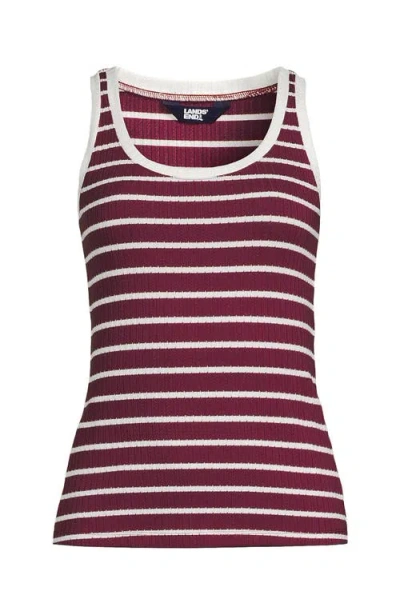 Lands' End Plus Size Pointelle Rib Uneck Tank In Multi
