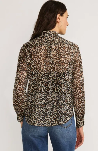 Lands' End Chiffon Ruffle Front Long Sleeve Top In Multi