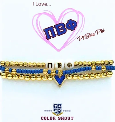Color Shout Pi Beta Phi Love My Sorority Bracelet Stack In Gold