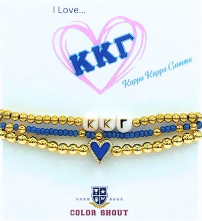 Color Shout Kappa Kappa Gamma Love My Sorority Bracelet Stack In Gold