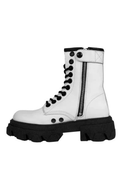 Urbnkicks Genuine Leather Combat Boots In White