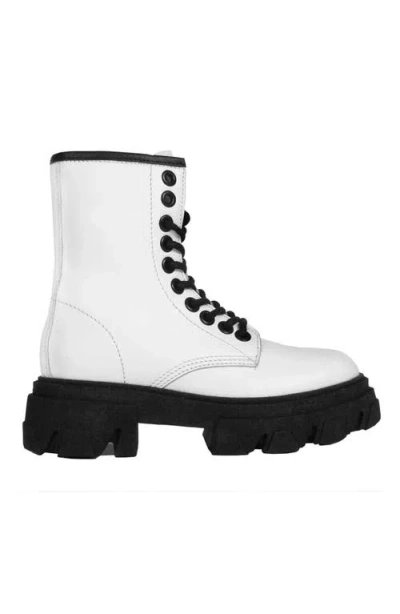 Urbnkicks Genuine Leather Combat Boots In White