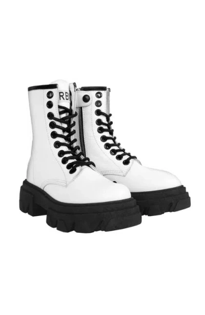 Urbnkicks Genuine Leather Combat Boots In White