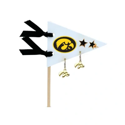 Color Shout University Of Arkansas  Pennant Pair Earring Set In Gold