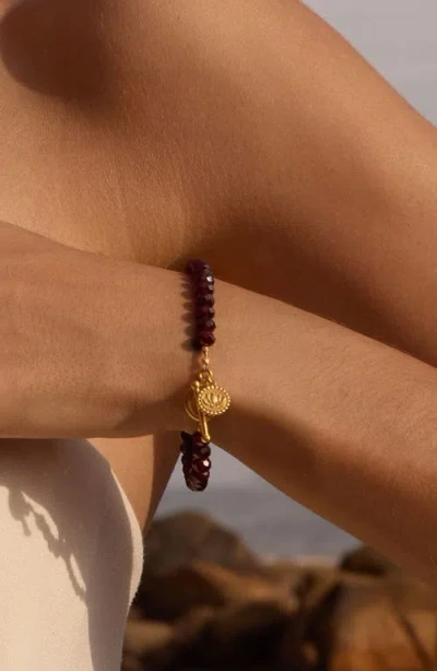 Satya Jewelry Garnet Lotus Toggle Bracelet In Gold