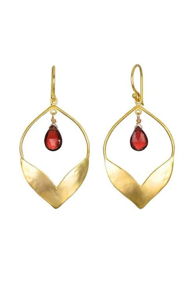 Satya Jewelry Infinite Possibilities Garnet Lotus Earrings In Red