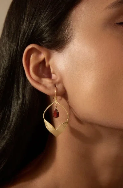 Satya Jewelry Infinite Possibilities Garnet Lotus Earrings In Red