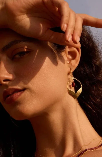 Satya Jewelry Infinite Possibilities Garnet Lotus Earrings In Red