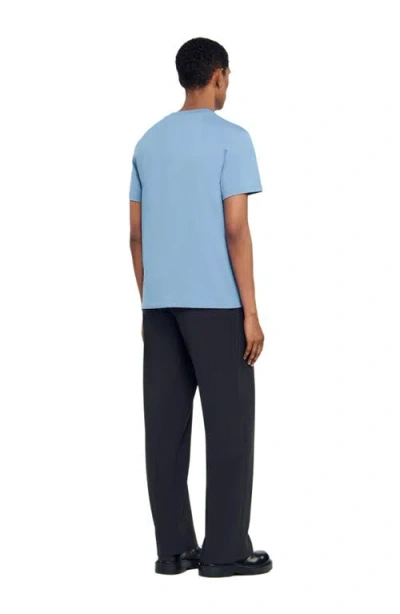 Sandro Cotton Flower Patch T-shirt In Blue