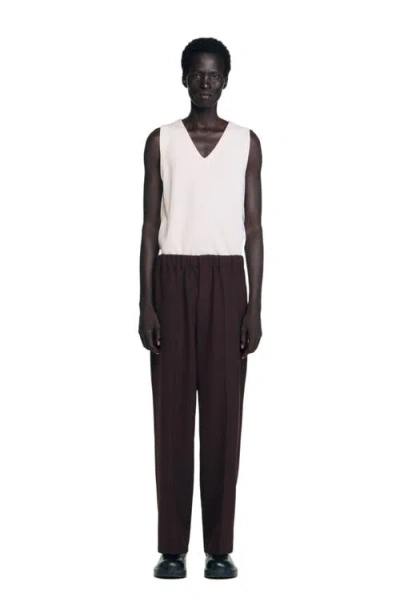 Sandro Wide Leg Trousers In Brown