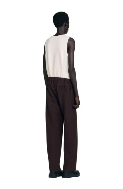 Sandro Wide Leg Trousers In Brown