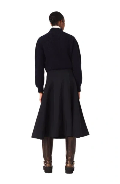 Maje High-neck Button-detail Sweater In Blue