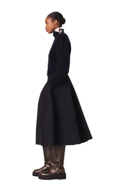 Maje High-neck Button-detail Sweater In Blue