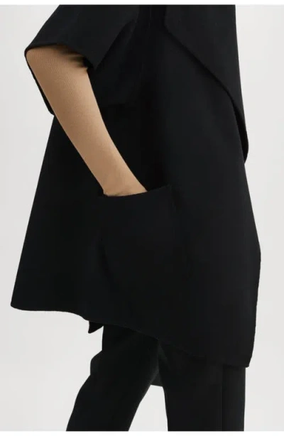 Lamarque Penelope Open-front Double-face Wool-blend Coat In Black