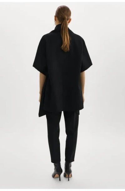 Lamarque Penelope Open-front Double-face Wool-blend Coat In Black