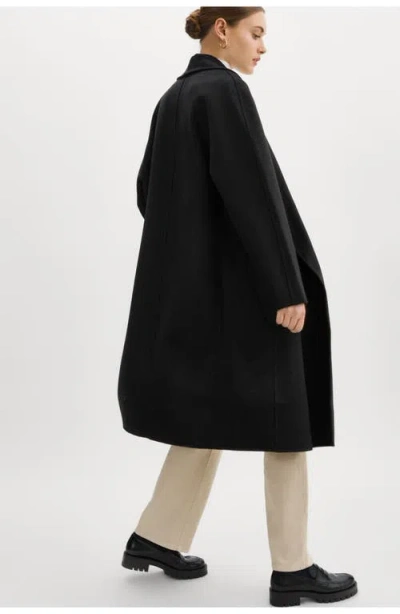 Lamarque Thara | Shawl Collar Wool Coat In Black