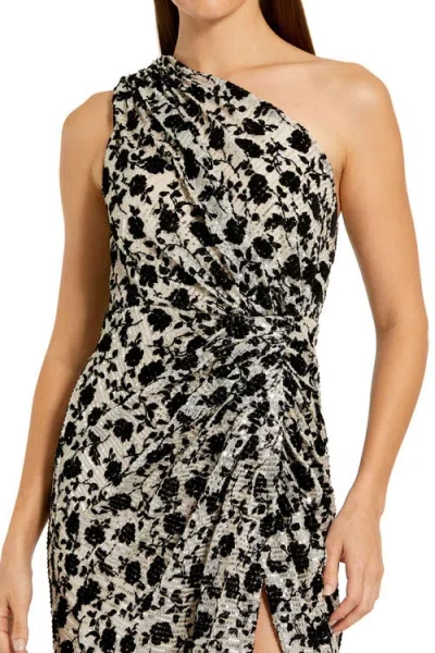 Mac Duggal 27626 Slit Long Formal Floral Velvet Sequin Formal Dress In Multi