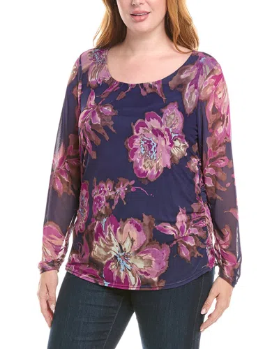 Tahari Asl Plus Mesh T-shirt In Blue