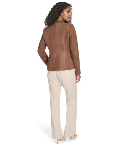 Tommy Hilfiger Women's Scuba Suede One Button Collared Blazer In Brown