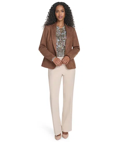 Tommy Hilfiger Women's Scuba Suede One Button Collared Blazer In Brown