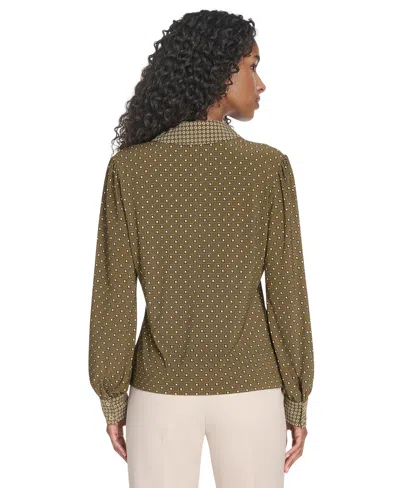 Tommy Hilfiger Women's Foulard Johnn Collar Top In Green