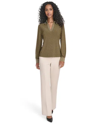 Tommy Hilfiger Women's Foulard Johnn Collar Top In Green