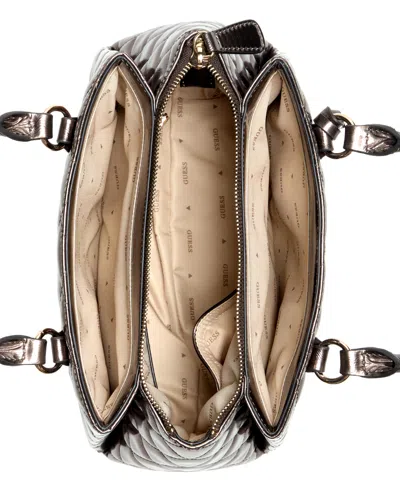 Guess Tinsley Medium Quilted Three Compartment Satchel In Brown