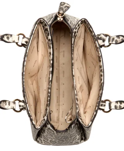 Guess Tinsley Medium Leopard Print Three Compartment Satchel In Animal Print