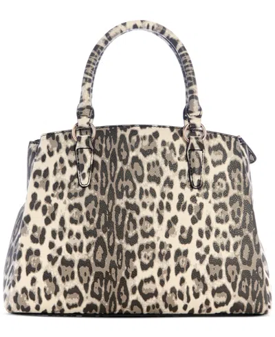 Guess Tinsley Medium Leopard Print Three Compartment Satchel In Animal Print