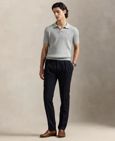 Polo Ralph Lauren Men's Rib-knit Cotton Polo-collar Sweater In Gray
