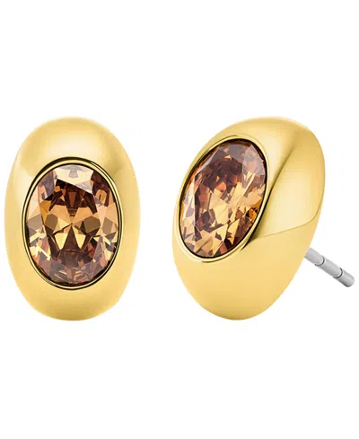 Michael Kors Oval Stone Stud Earrings In Gold