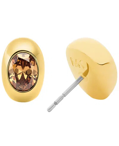 Michael Kors Oval Stone Stud Earrings In Gold