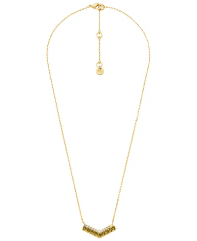 Michael Kors Two-tone Pavé Chevron Necklace In Gold