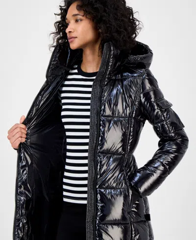 S13 Gloss Mulberry Coat In Black