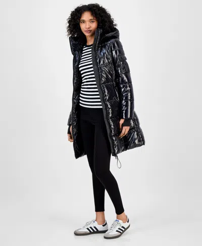 S13 Gloss Mulberry Coat In Black