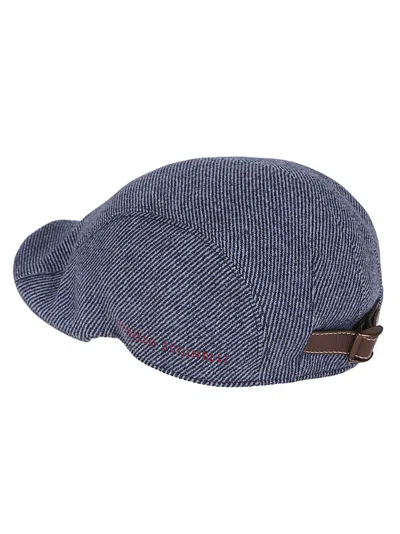Brunello Cucinelli Wool Flap Cap Curved Brim In Gray
